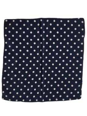 blue and dotted white polyester pocket square . made in Hong Kong